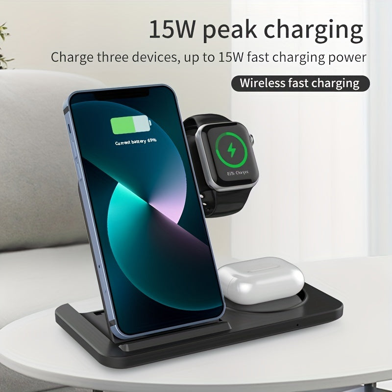 3-in-1 Fast Wireless Charger for iPhone & Apple Devices - Electronics > Battery Chargers & Power at Dealshubindia