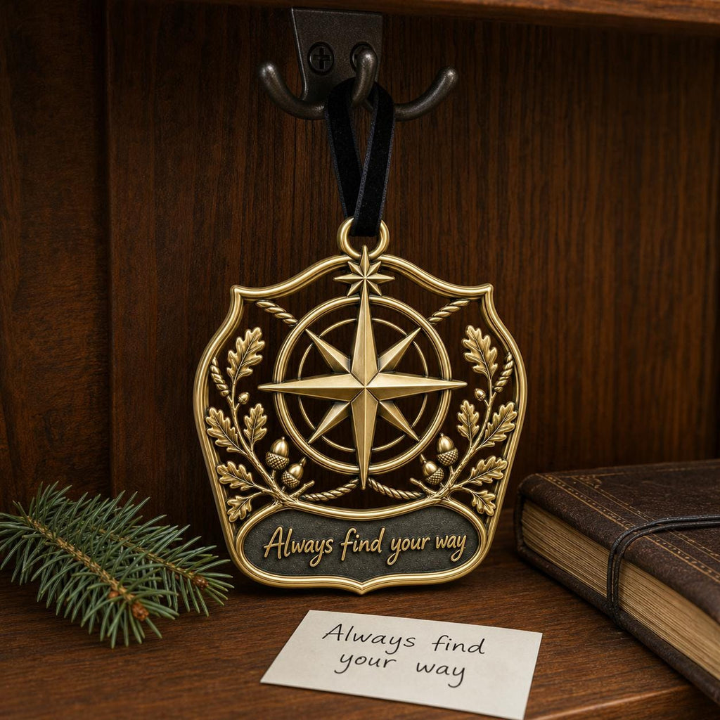 Large Personalized Compass Ornament | Antique Brass Christmas Hanging - Christmas Ornaments at Dealshubindia