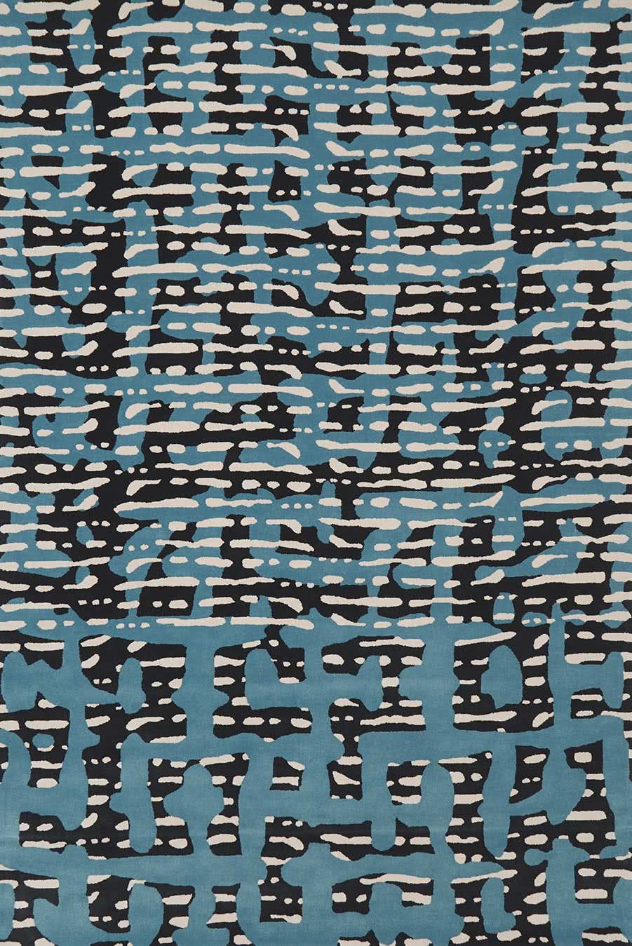 Hand Tufted Rug | Teal, Black & Ivory | Wool | Flowell by Rugfine