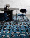 Hand Tufted Rug | Teal, Black & Ivory | Wool | Flowell by Rugfine