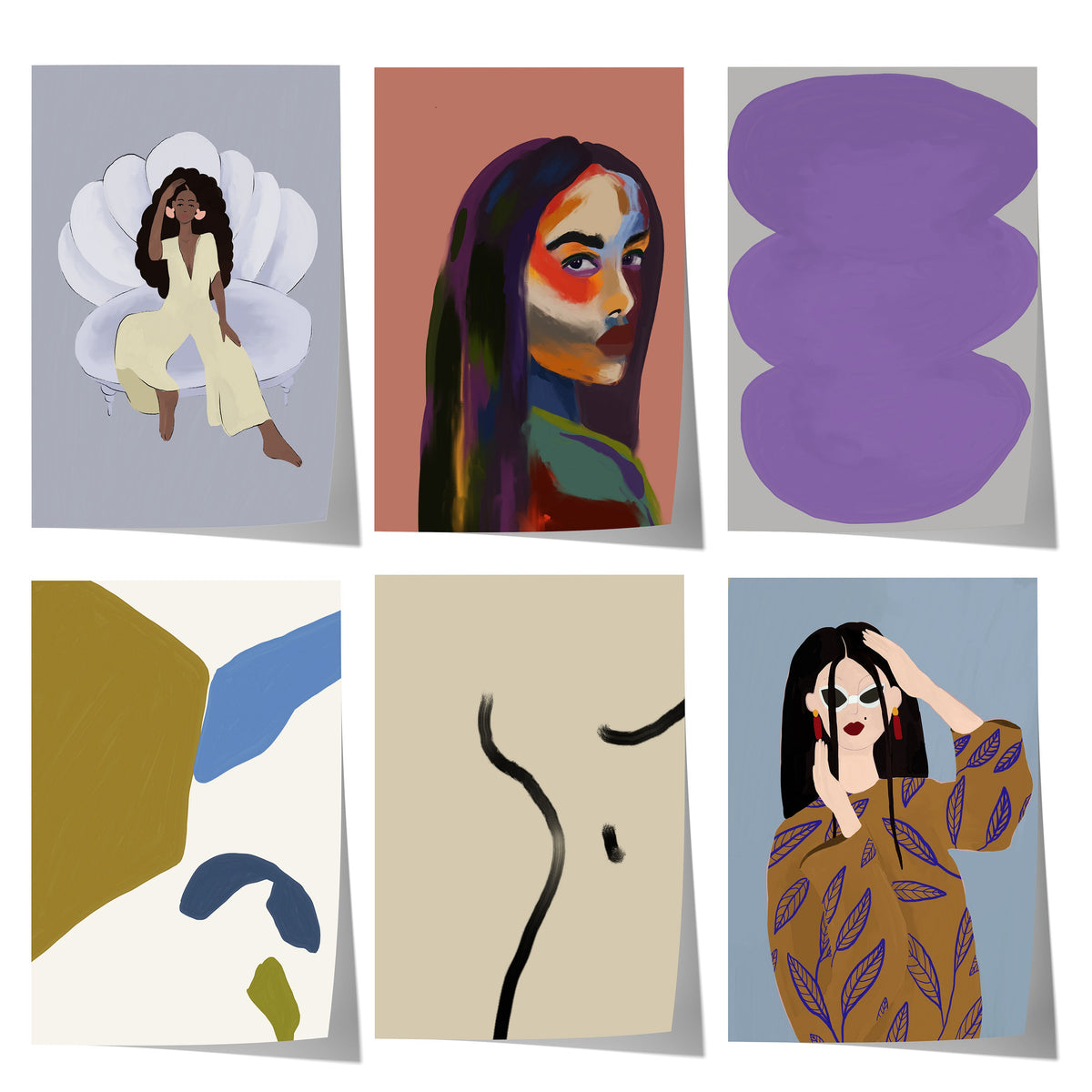 Frauen Porträt Poster · Geschenkidee · Moderne feminine Kunst und abstrakte Formen · Dekoprint ohne Rahmen
