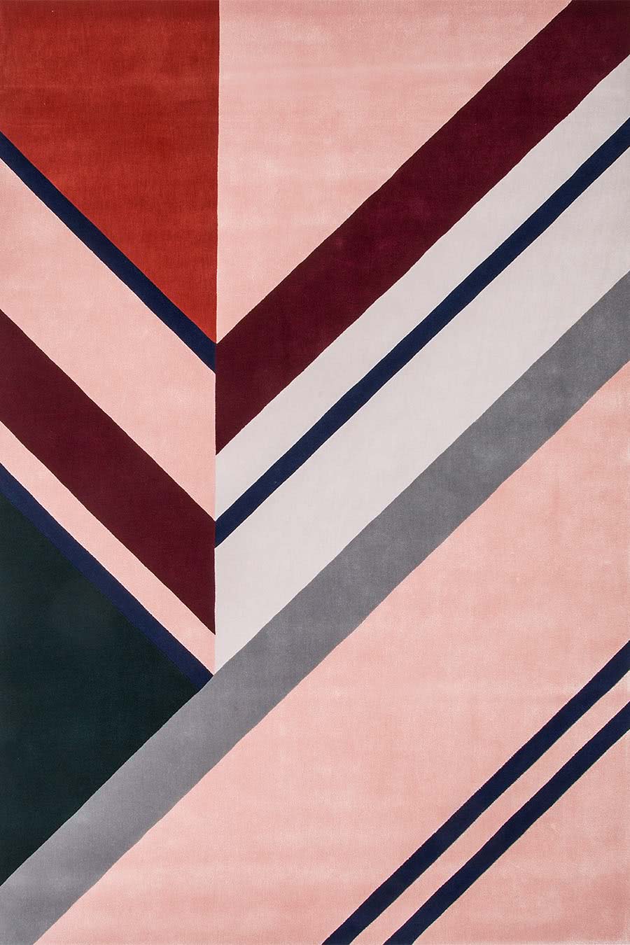 Geometric Rug | Pink, Burgundy & Navy | Wool | Fusion by Rugfine