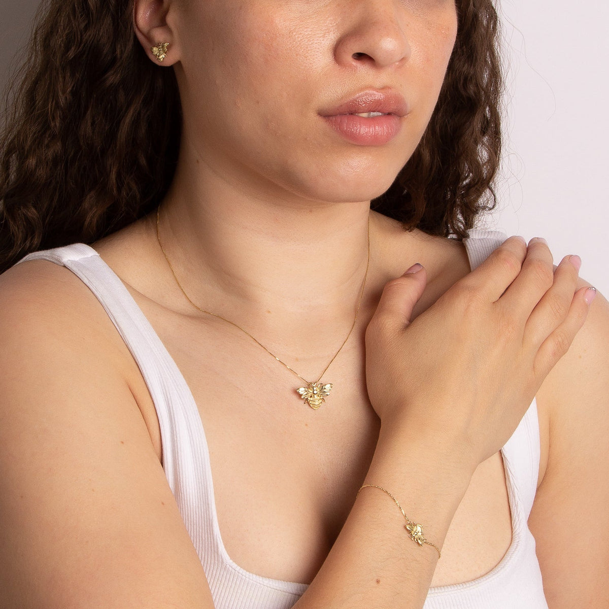 Elements Gold Detailed Bee Earrings-2