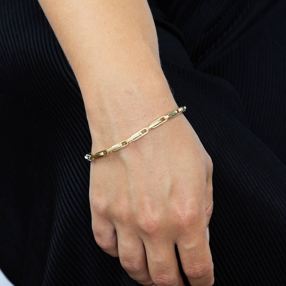 Elements Gold Long Flat Links Bracelet-1