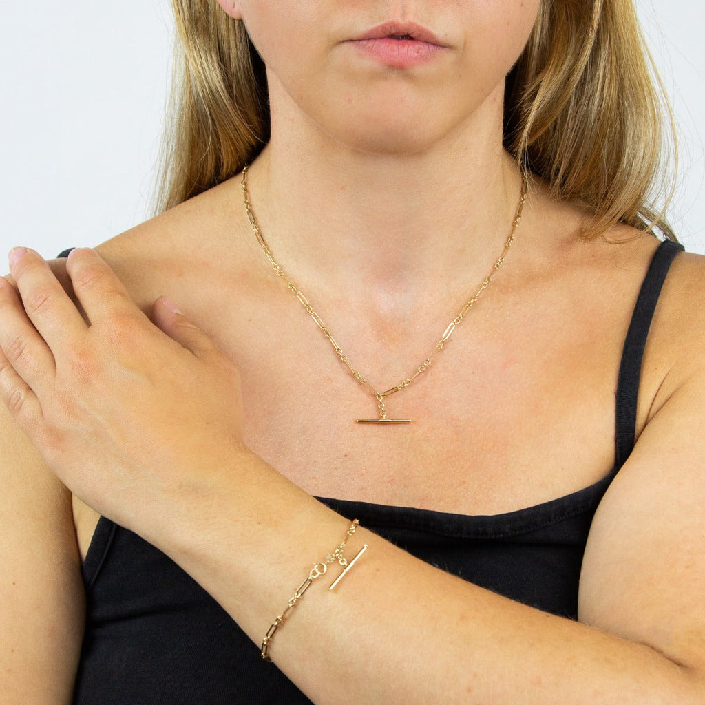 Elements Gold T-Bar Chain Bracelet-2
