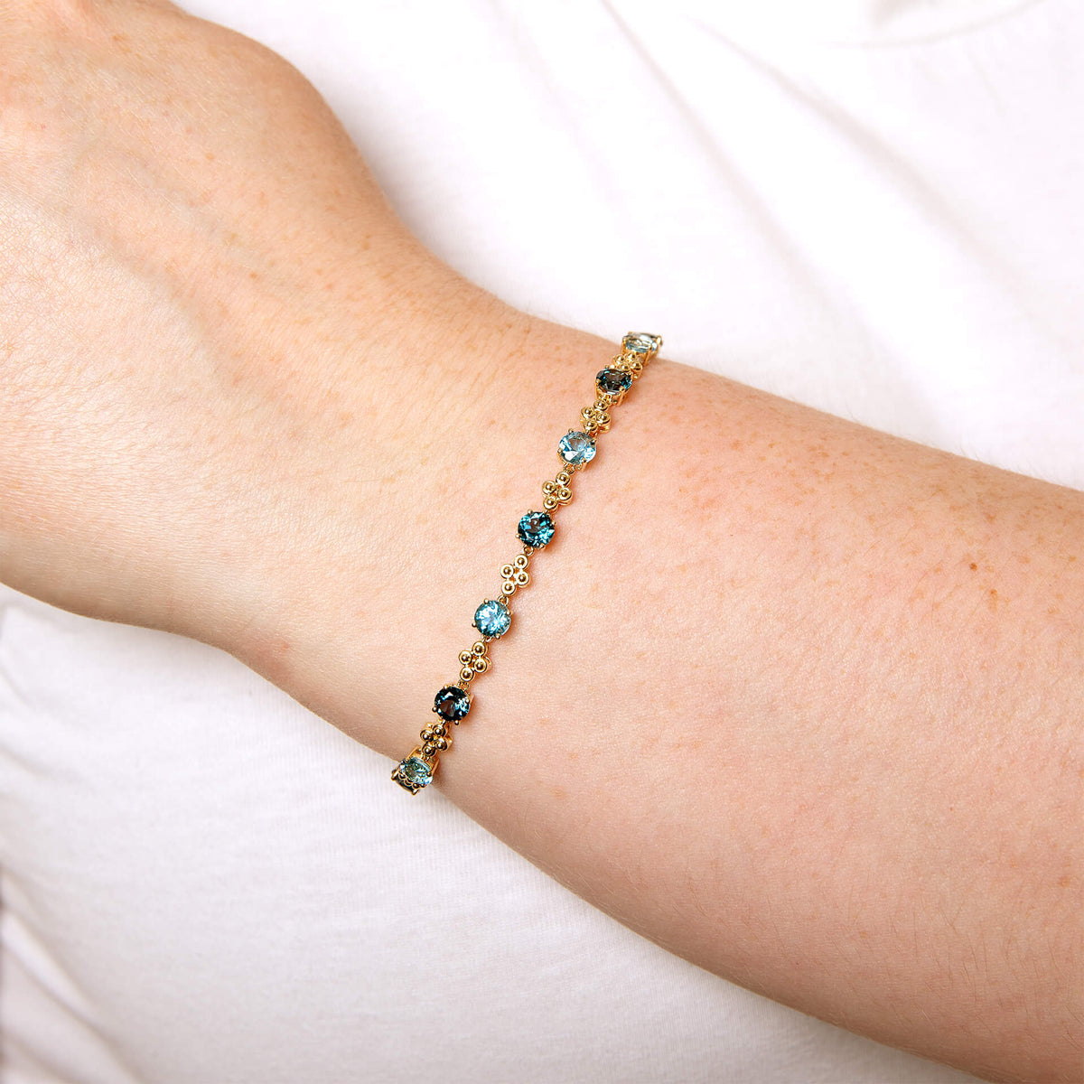 Elements Gold Ornate Blue Topaz Bracelet-1