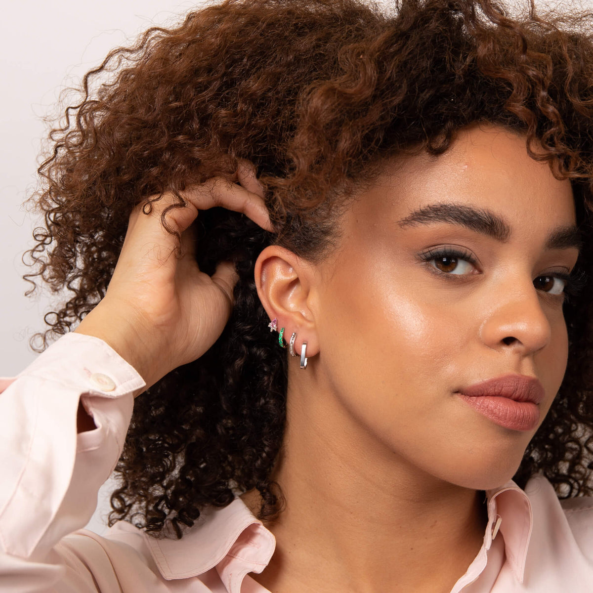Elements Gold Precious Stone Hoop Earrings-3