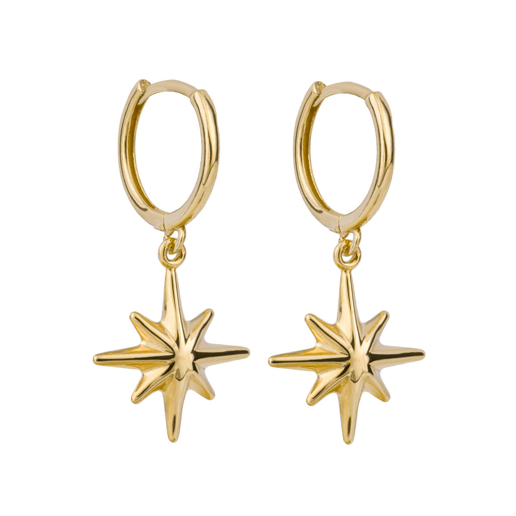 Elements Gold Starburst Charm Hoop Earrings-0