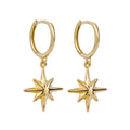 Elements Gold Starburst Charm Hoop Earrings-0