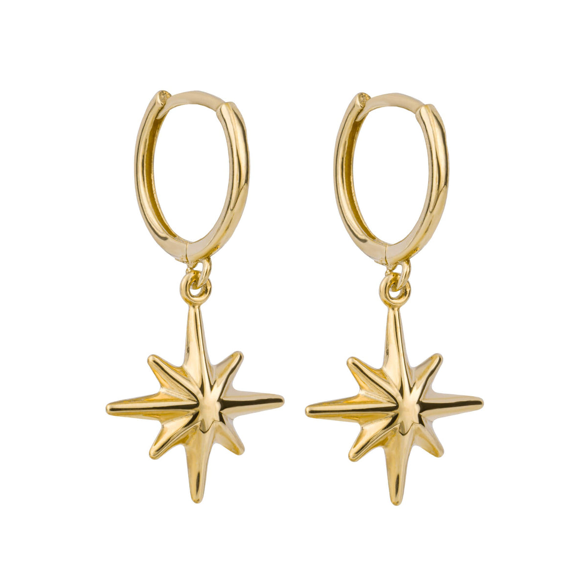 Elements Gold Starburst Charm Hoop Earrings-0