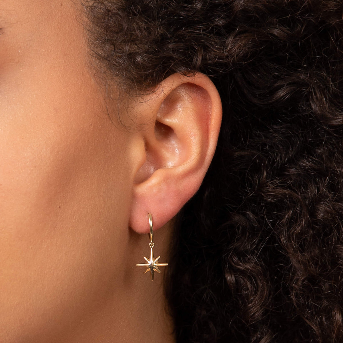Elements Gold Starburst Charm Hoop Earrings-1
