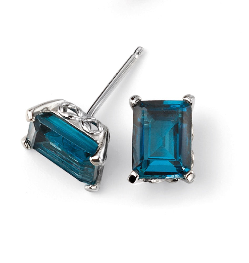 Elements Gold Rectangle London Blue Topaz Earrings-0
