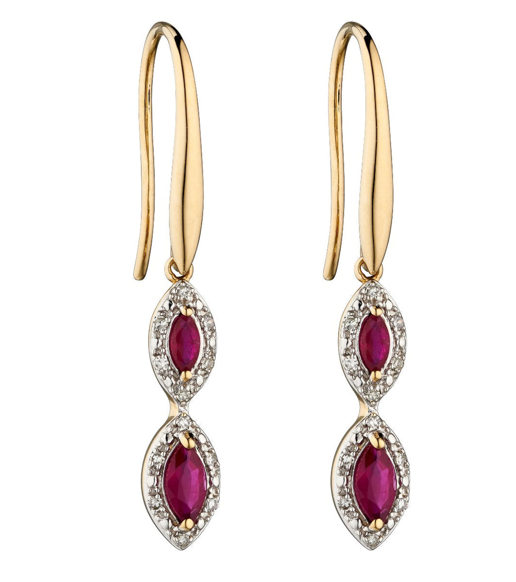 Elements Gold Marquise Double Drop Earrings-0