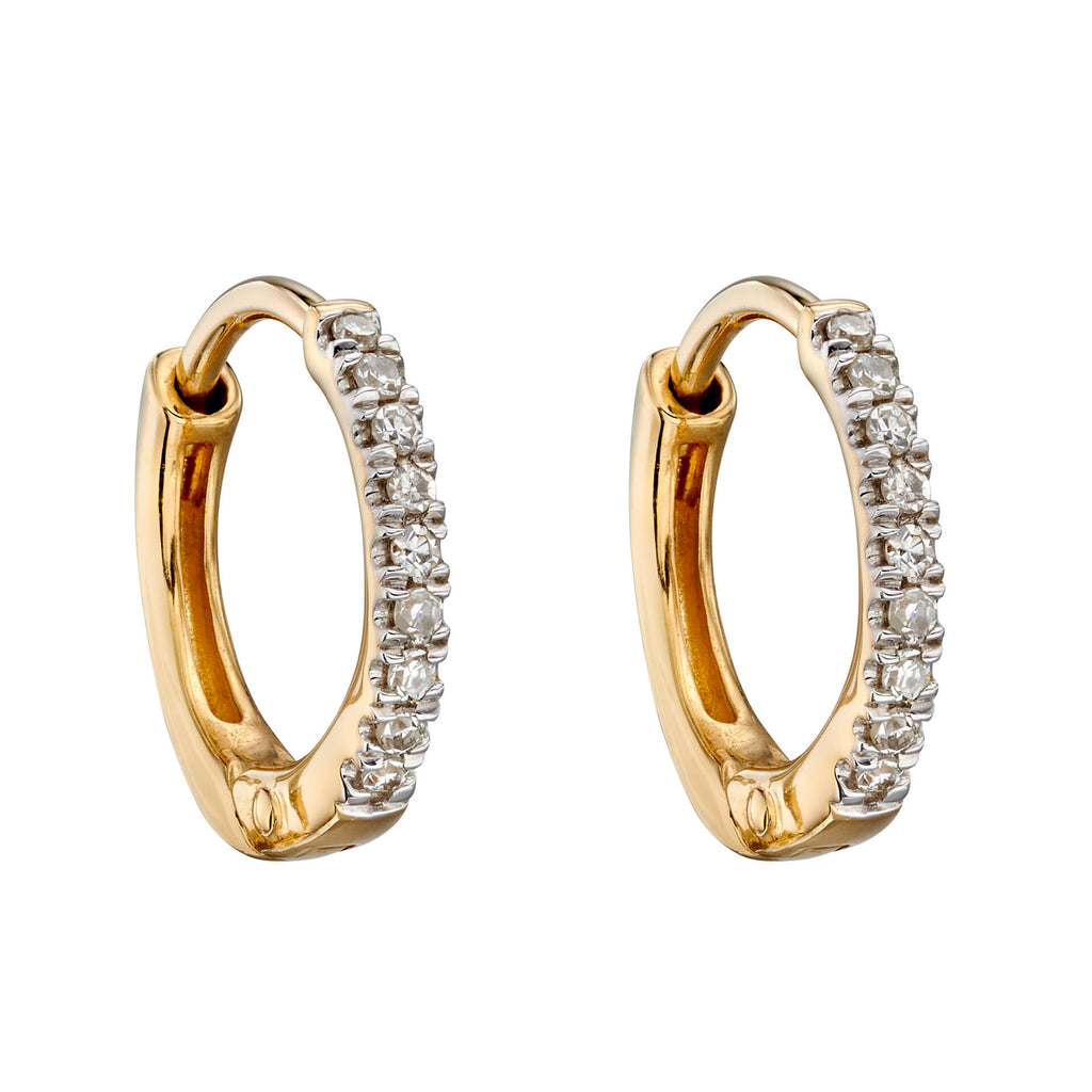 Elements Gold Hoop Earrings with Pave Diamonds-4