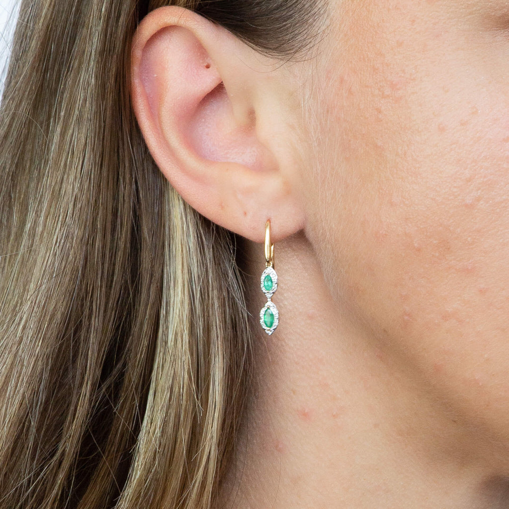 Elements Gold Marquise Double Drop Earrings-2