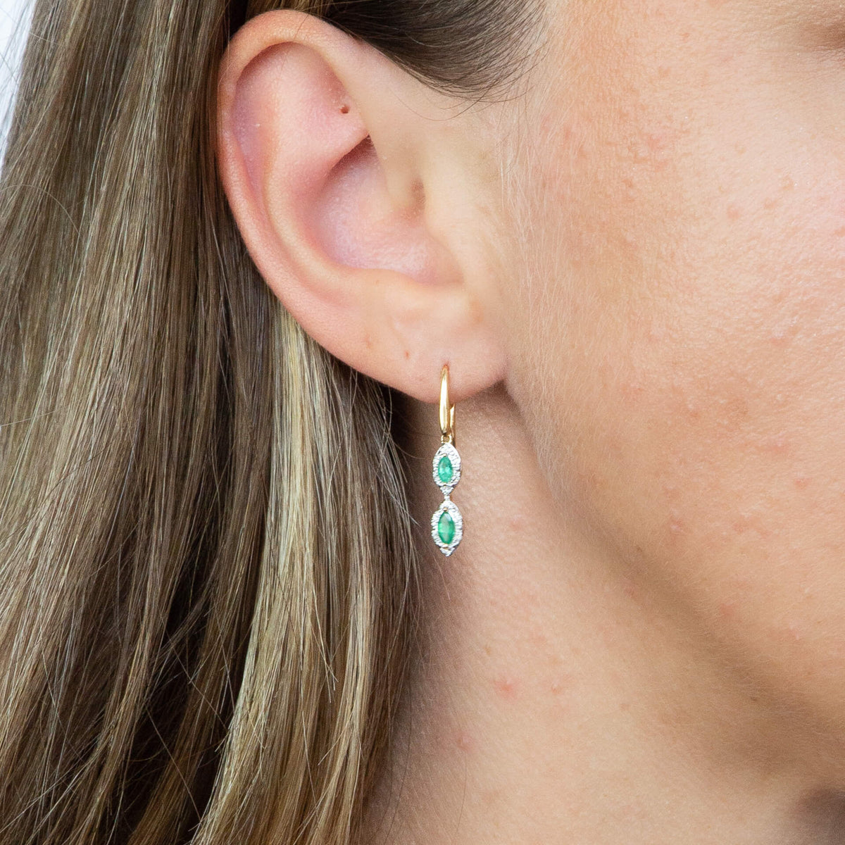 Elements Gold Marquise Double Drop Earrings-2