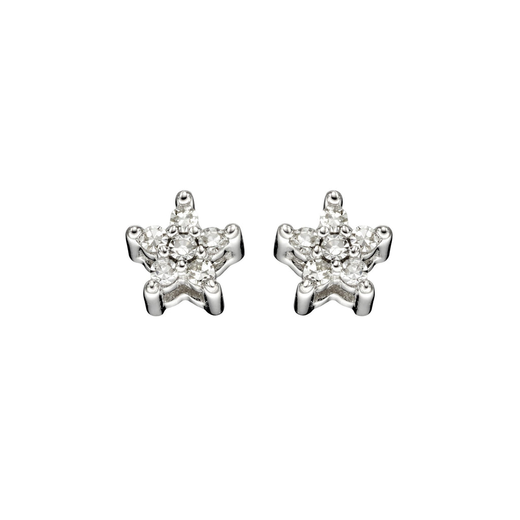 Elements Gold Star Shaped Diamond Stud Earrings-0