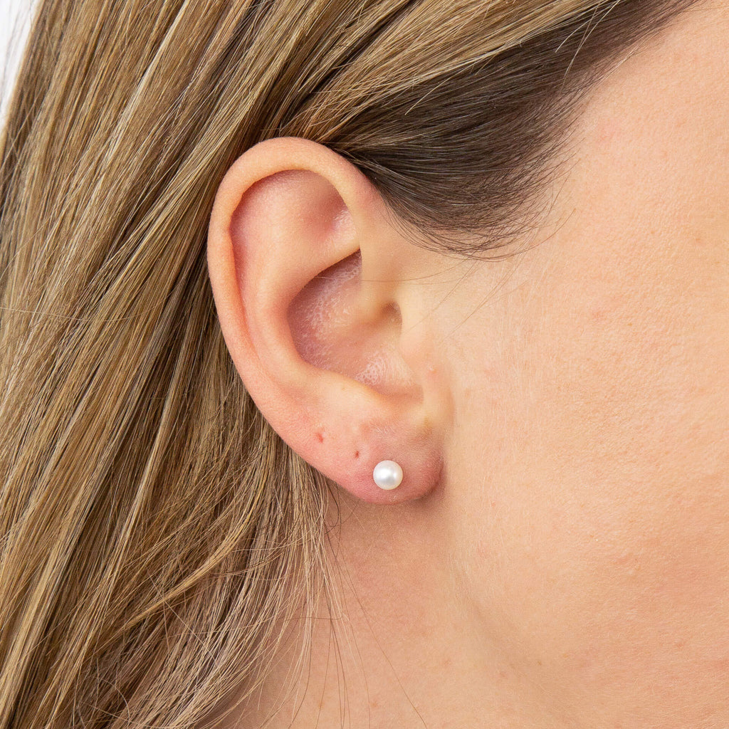 Elements Gold Pearl Stud Earrings-3
