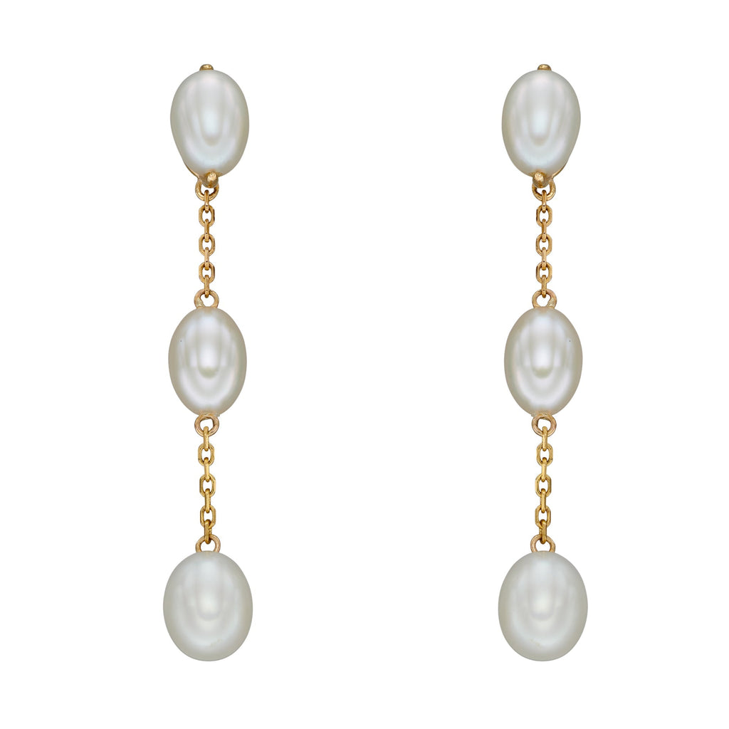 Elements Gold Freshwater Pearl Tier Drop Earrings-0
