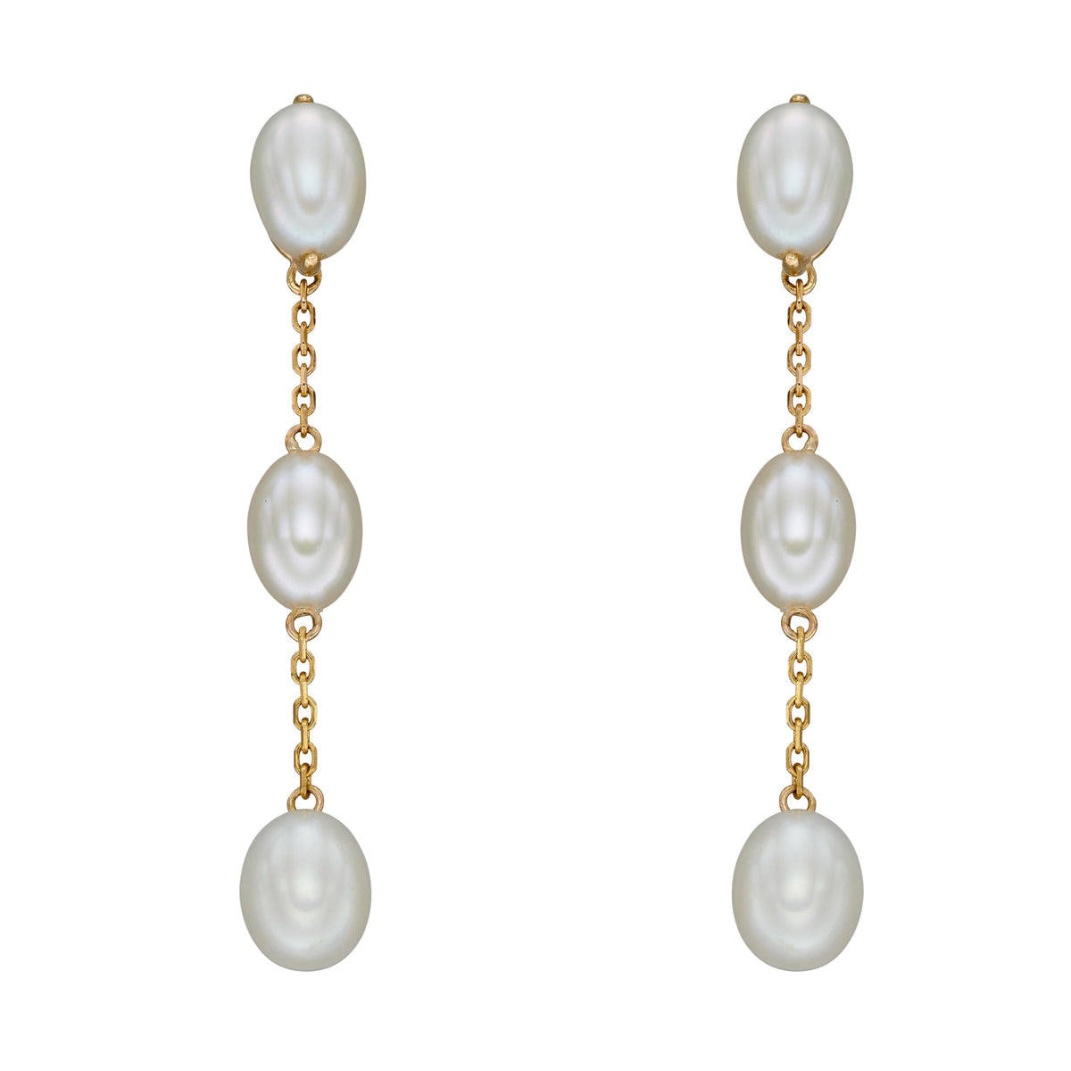 Elements Gold Freshwater Pearl Tier Drop Earrings-0