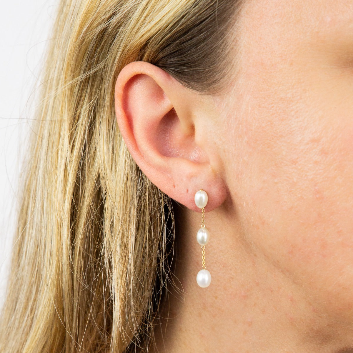 Elements Gold Freshwater Pearl Tier Drop Earrings-1