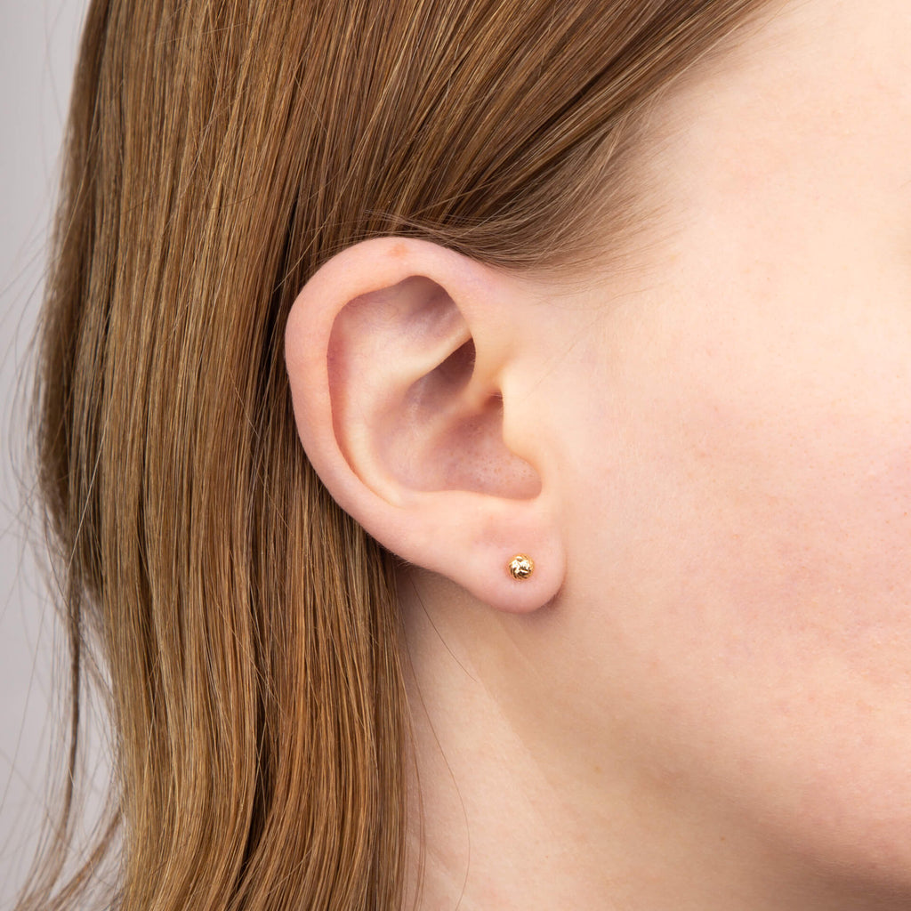 Elements Gold Small Textured Ball Stud Earrings-1