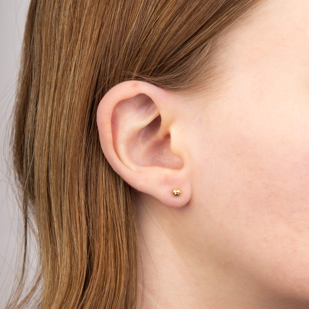 Elements Gold Small Textured Ball Stud Earrings-1