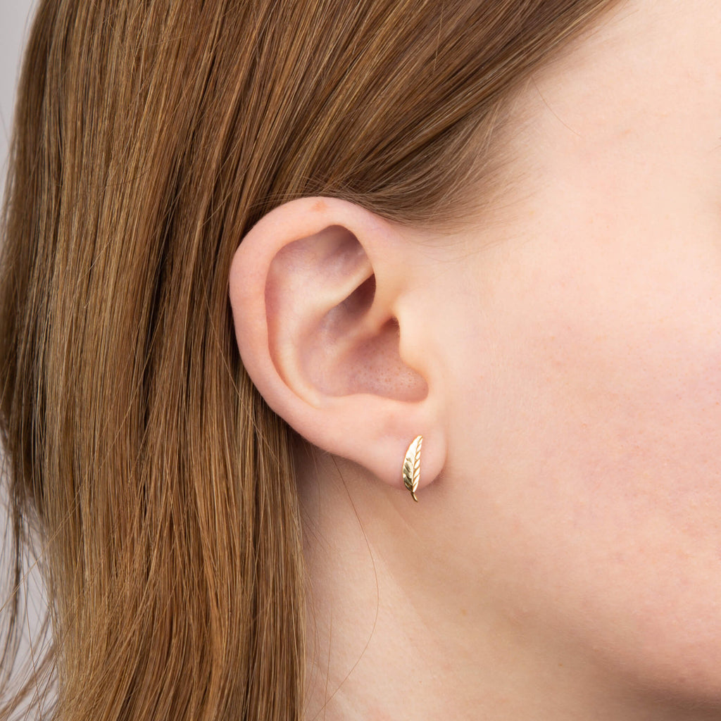 Elements Gold Feather Stud Earrings-4