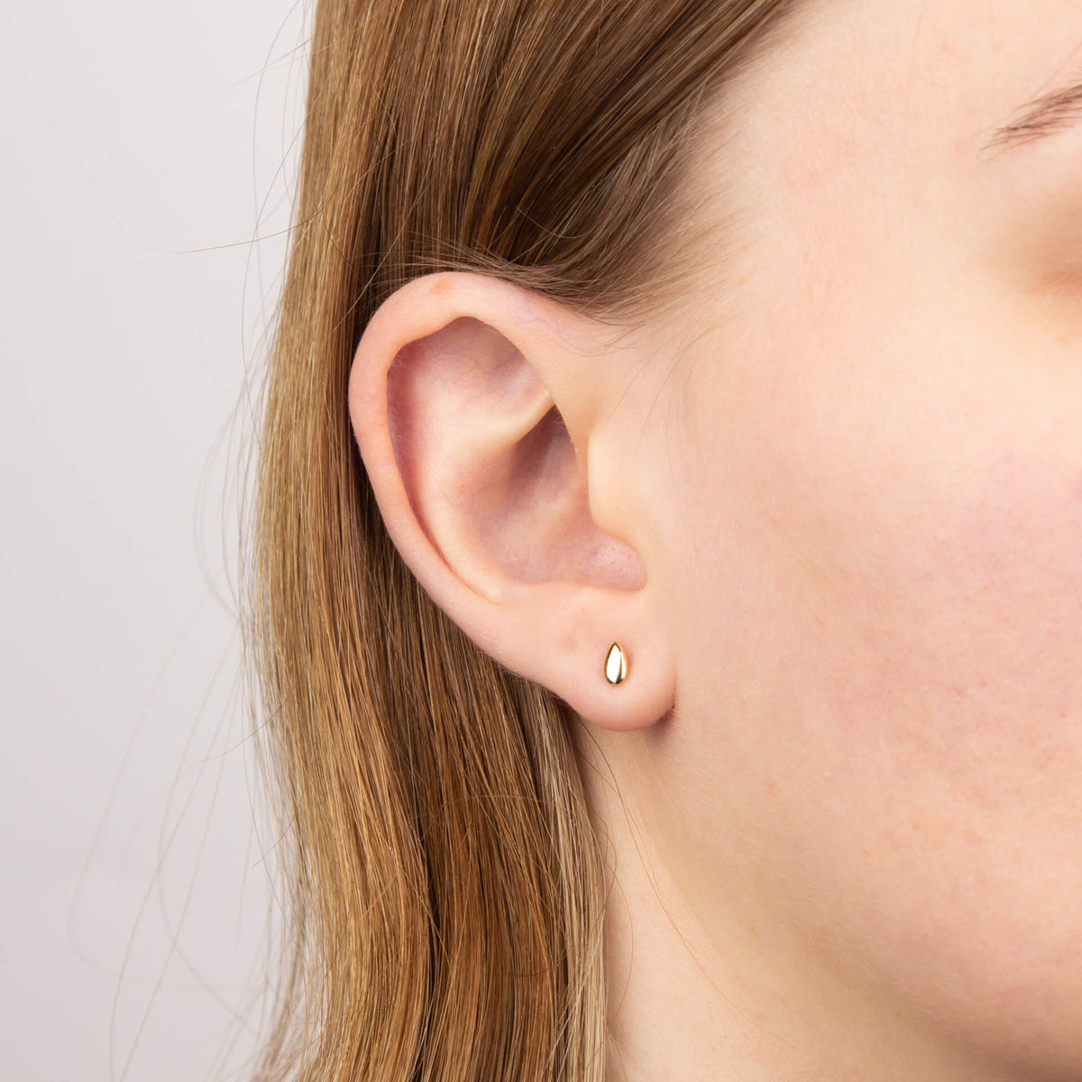 Elements Gold Plain Teardrop Stud Earrings-1