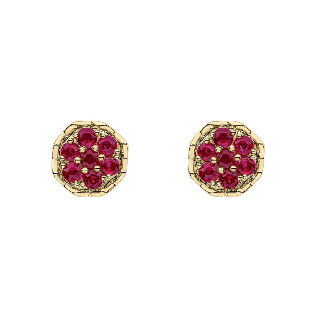Elements Gold Seven Stone Ruby Cluster Earrings-0