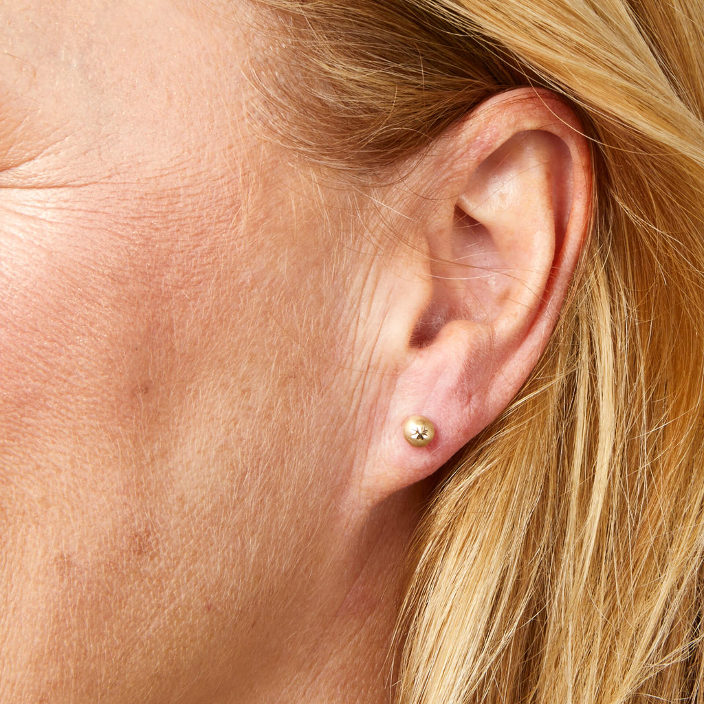 Elements Gold Starburst Detail Ball Stud Earrings-1
