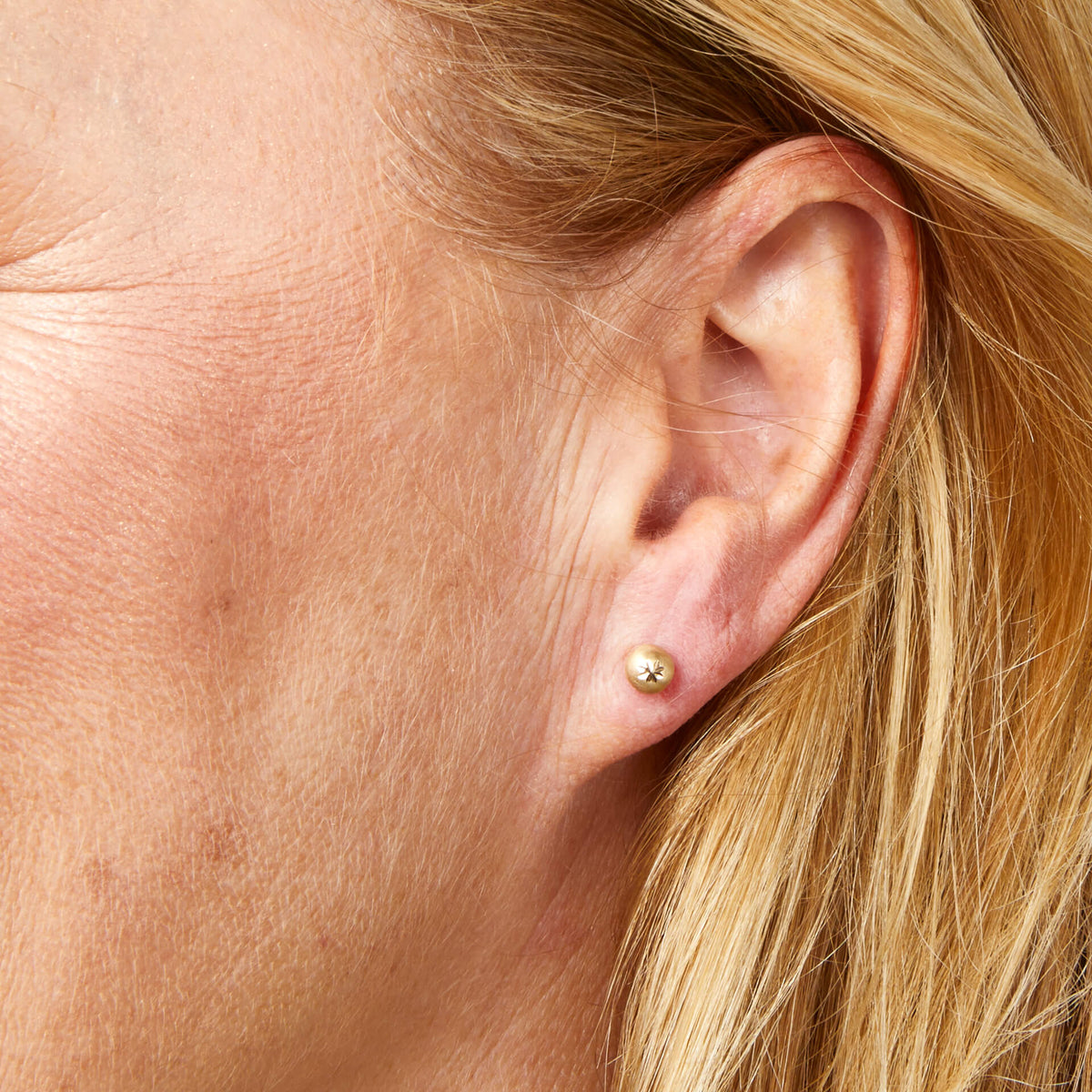 Elements Gold Starburst Detail Ball Stud Earrings-1