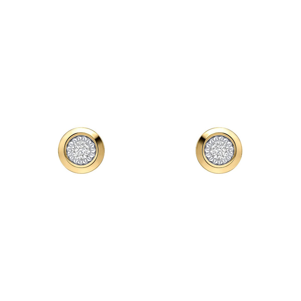 Elements Gold Rounded Bezel Diamond Stud Earrings-0