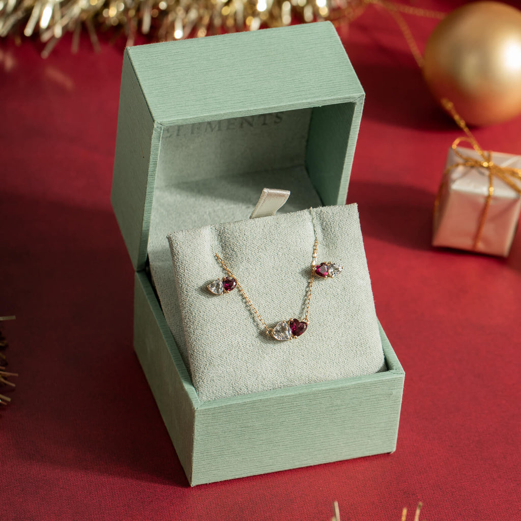 Elements Gold Toi et Moi Heart Necklace-4