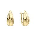 Elements Gold Ridged Teardrop Hoop Earrings-0