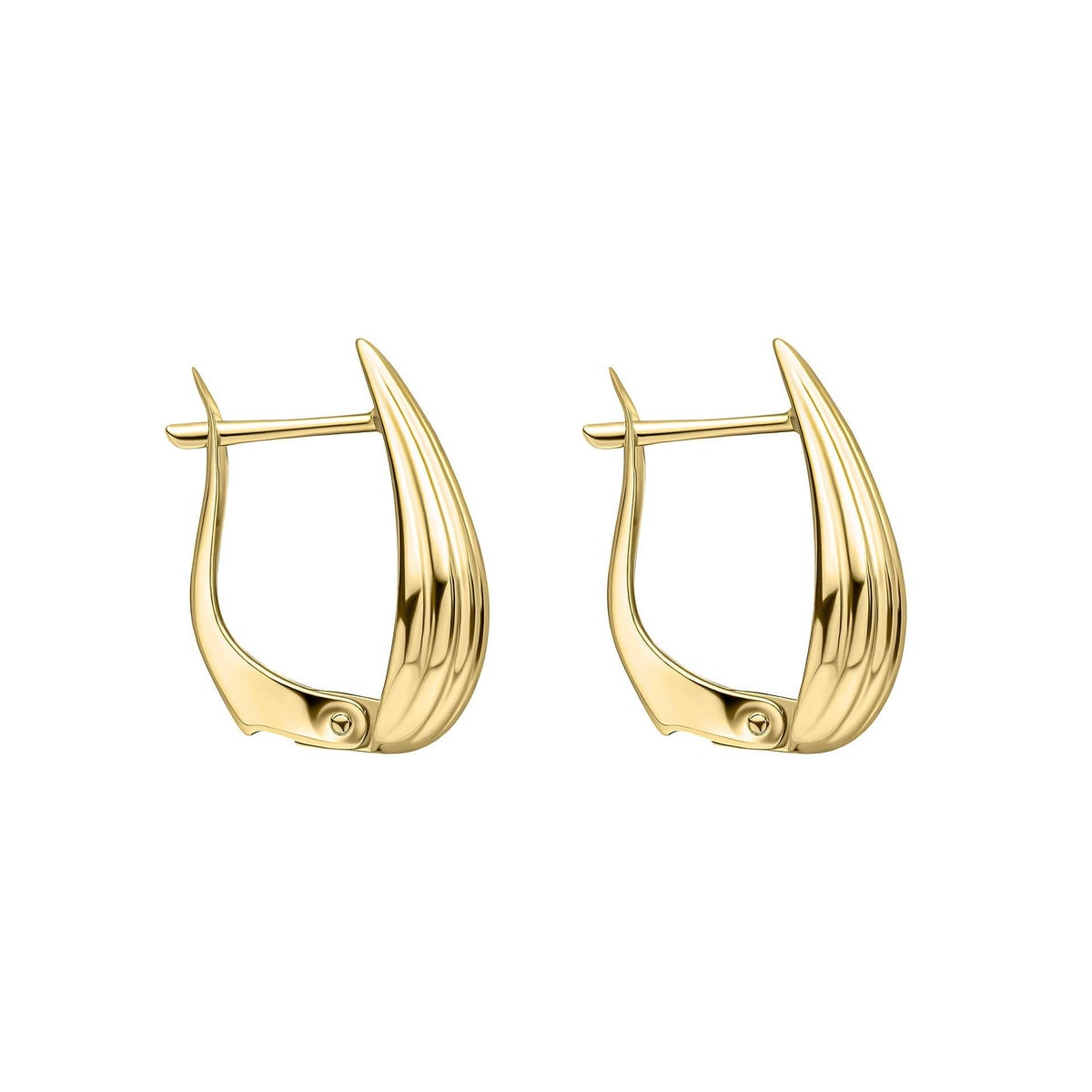Elements Gold Ridged Teardrop Hoop Earrings-3