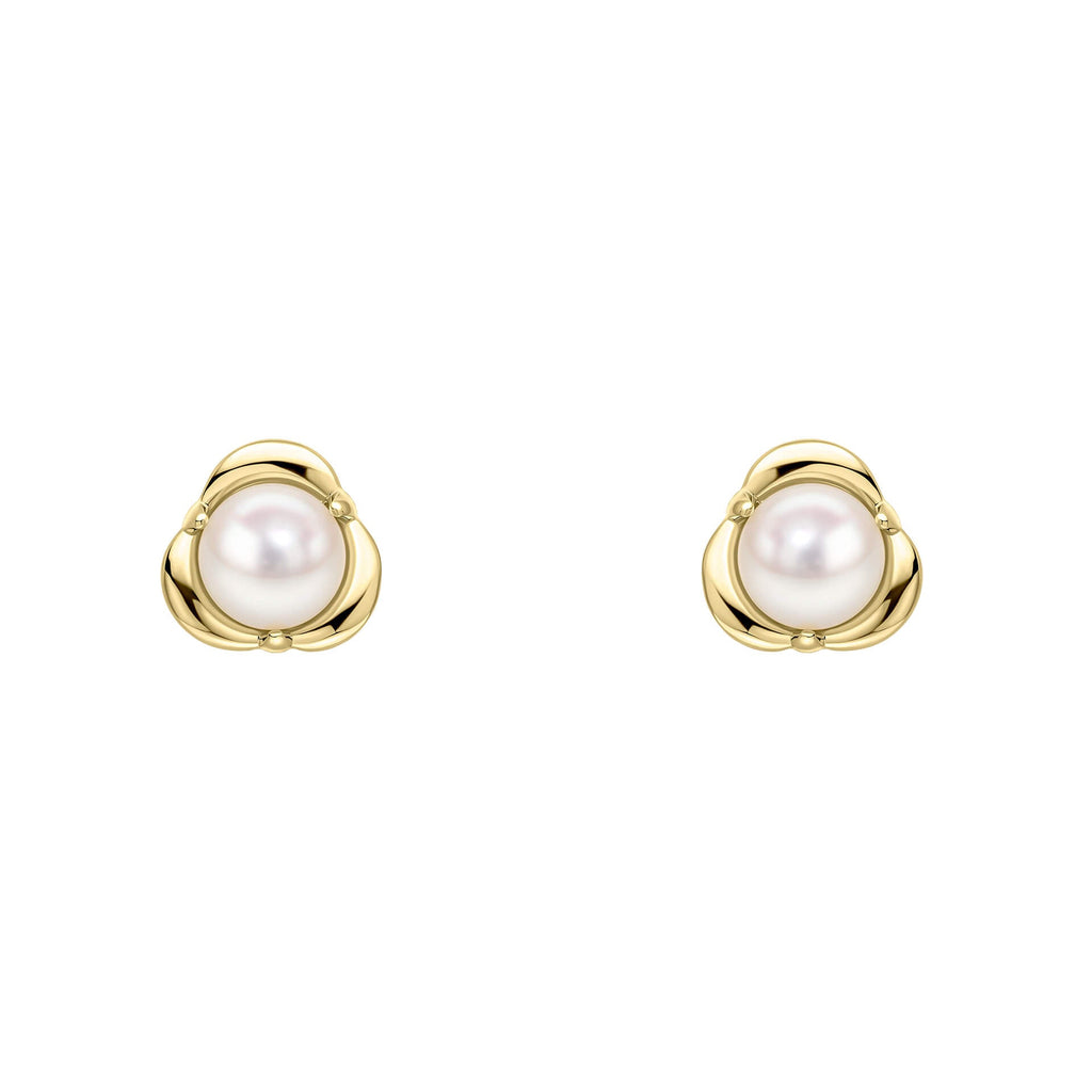 Elements Gold Petal Set Pearl Stud Earrings-0