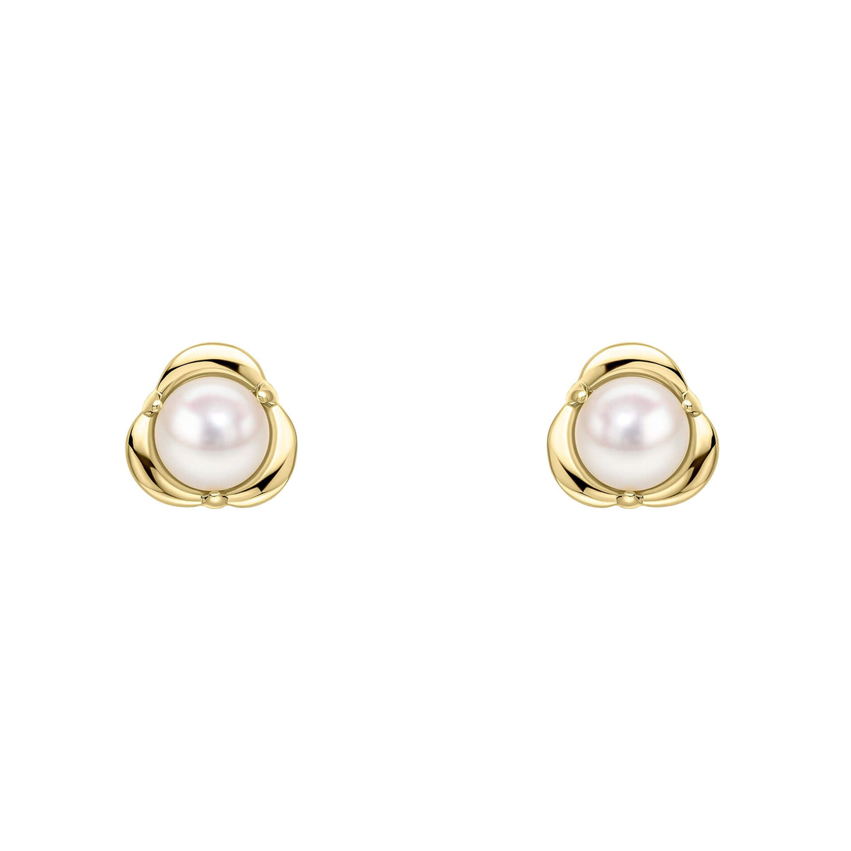 Elements Gold Petal Set Pearl Stud Earrings-0