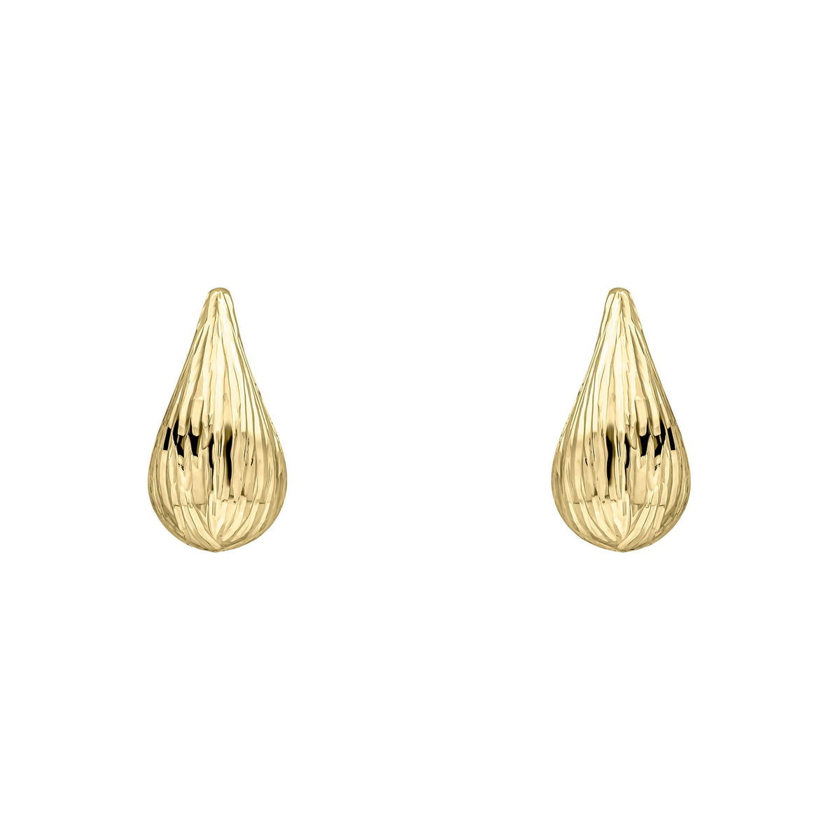 Elements Gold Ridged Teardrop Stud Earrings-0