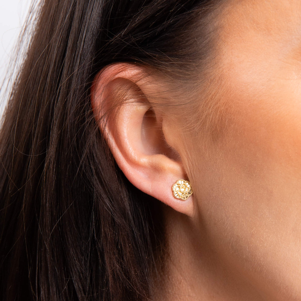 Elements Gold English Rose Stud Earrings-1