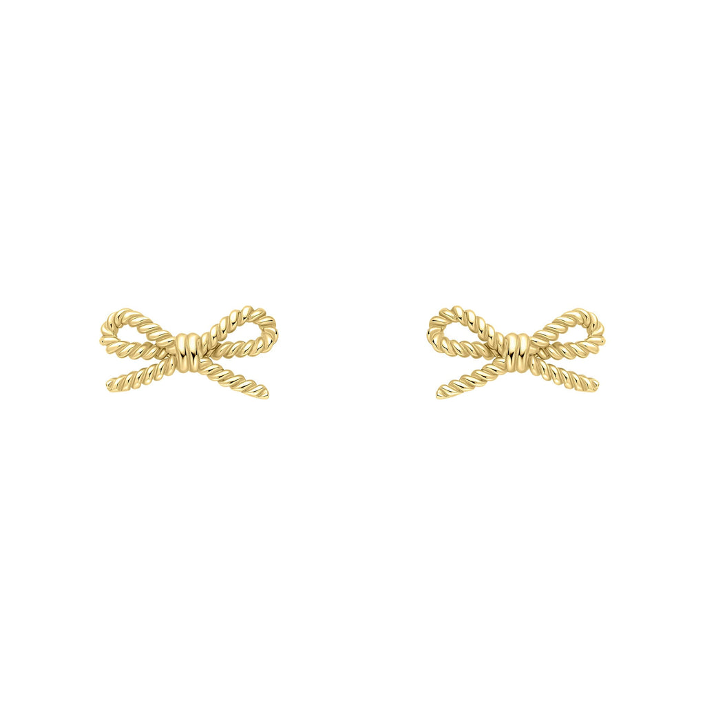 Elements Gold Rope Bow Stud Earrings-0