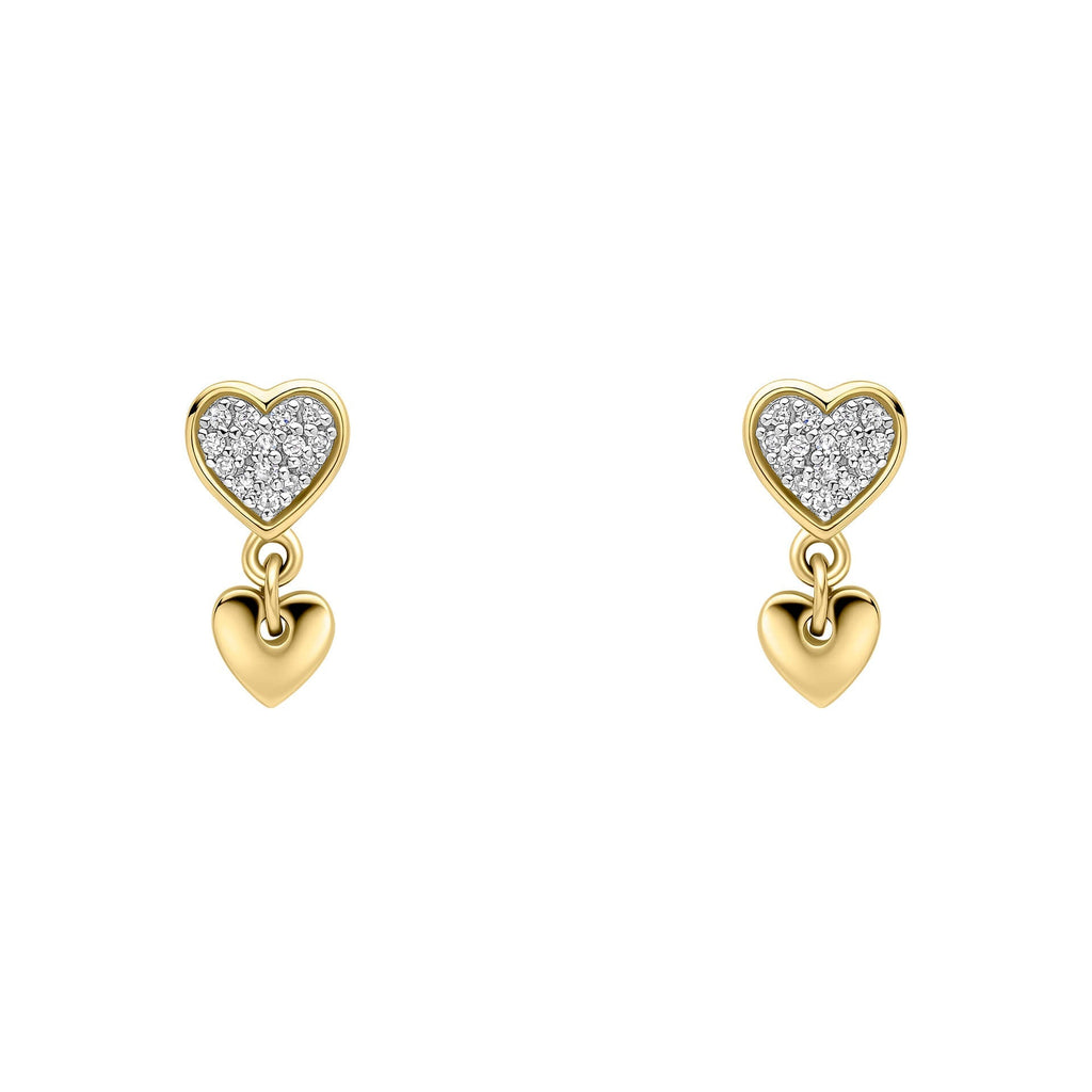 Elements Gold Double Heart Drop Earrings-0