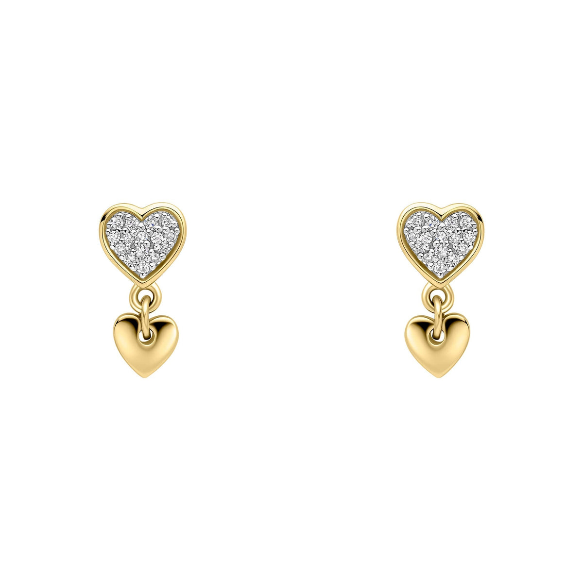 Elements Gold Double Heart Drop Earrings-0