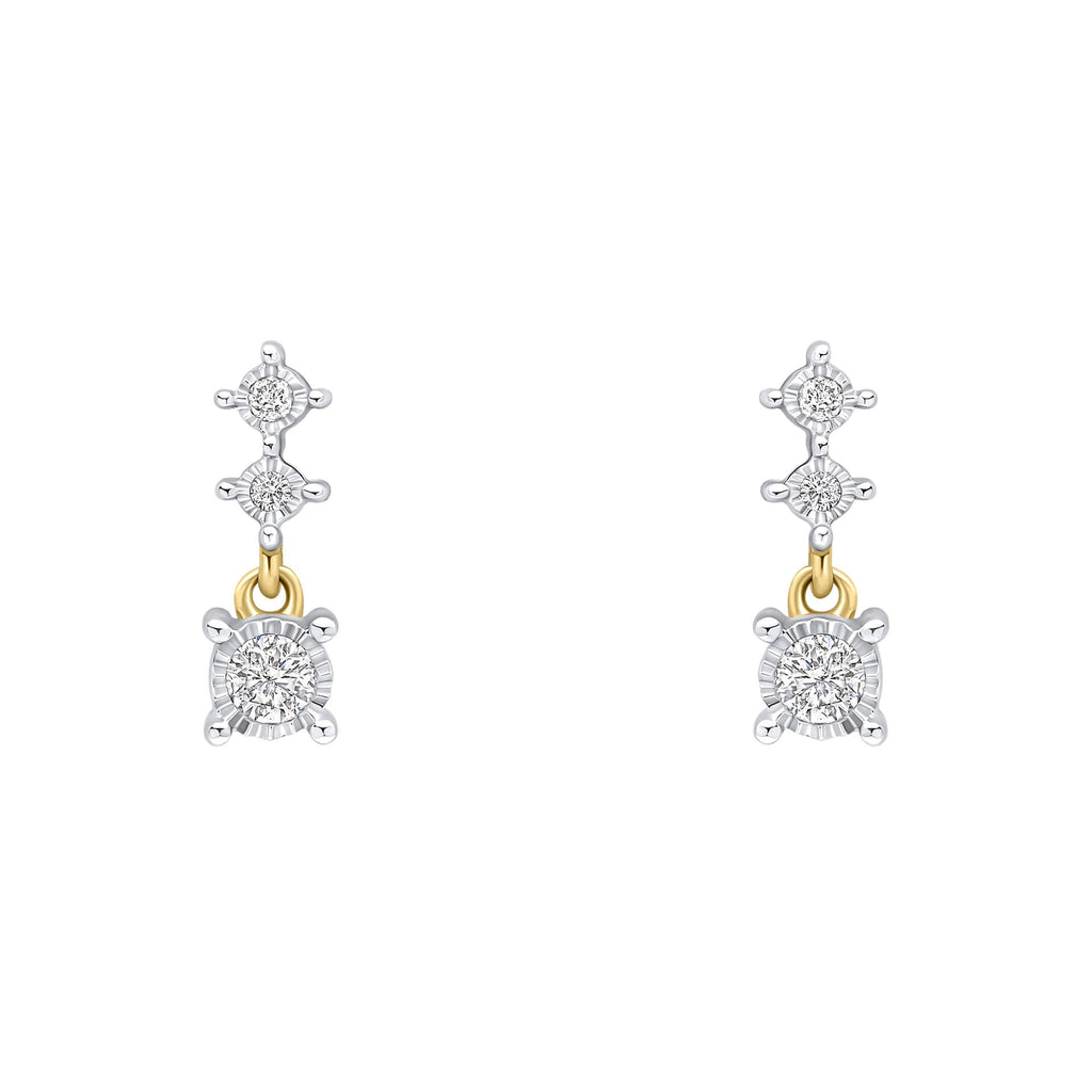 Elements Gold Diamond Trilogy Drop Earrings-0