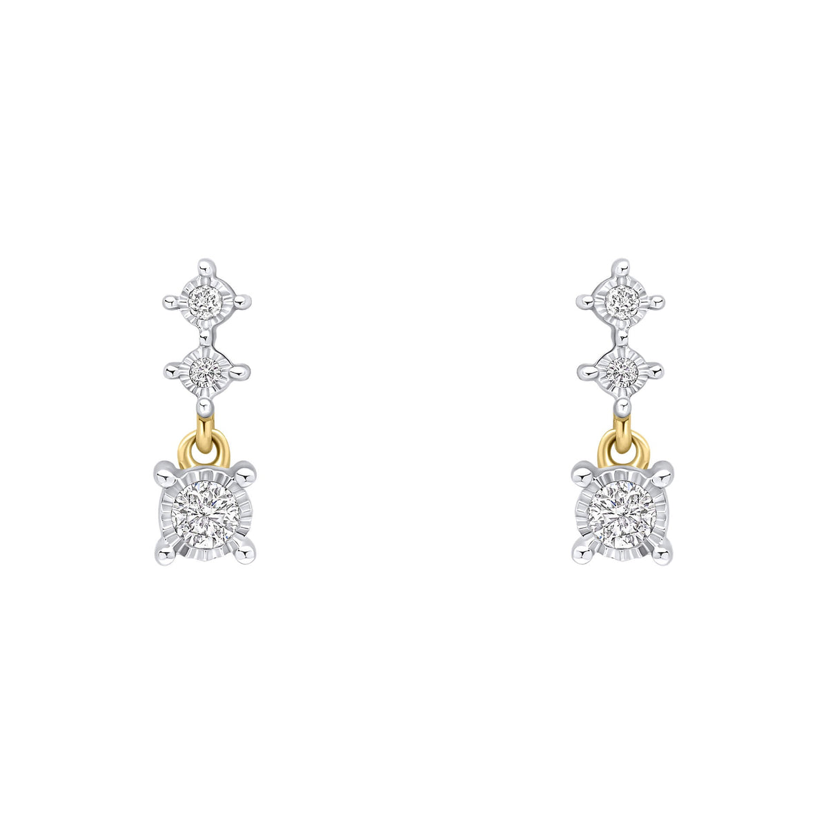 Elements Gold Diamond Trilogy Drop Earrings-0