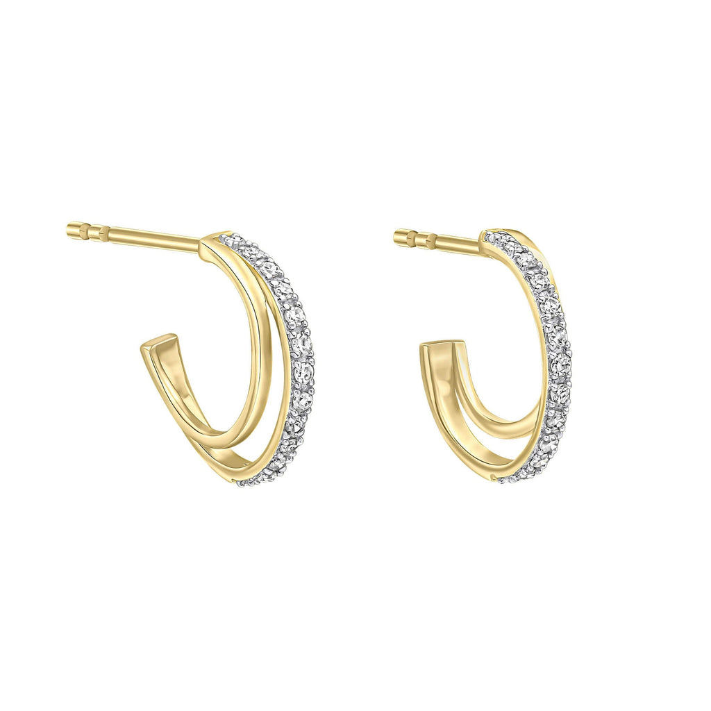 Elements Gold Diamond Double Hoop Earrings-0