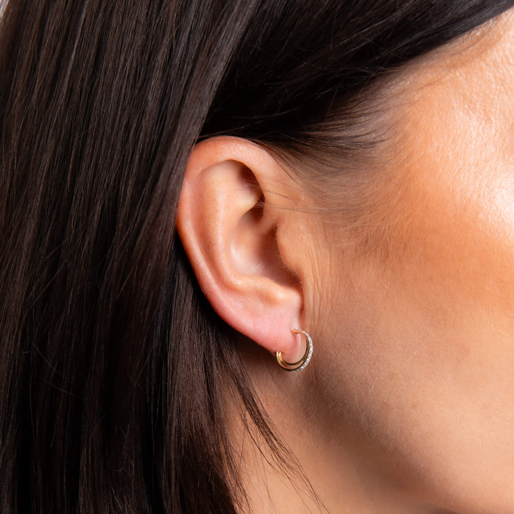 Elements Gold Diamond Double Hoop Earrings-1