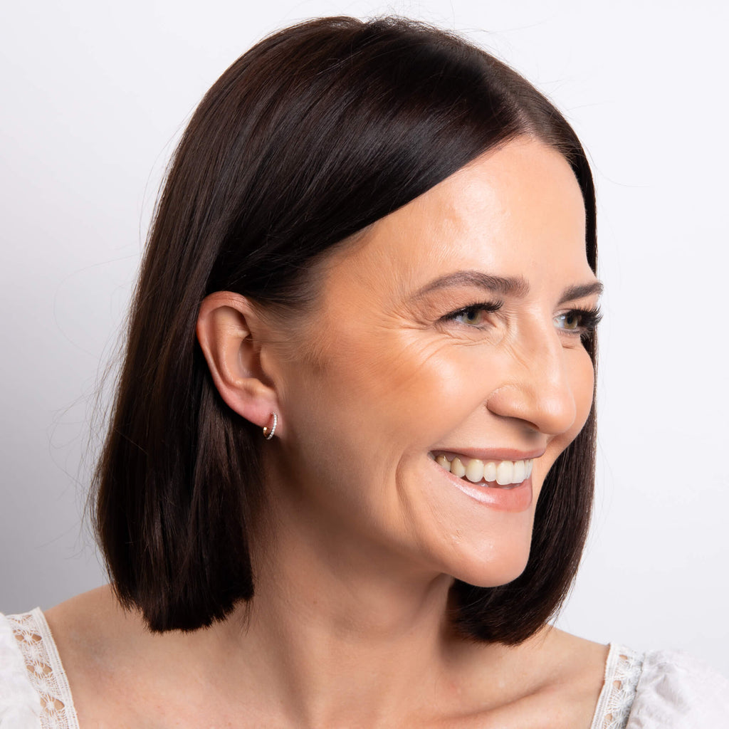 Elements Gold Diamond Double Hoop Earrings-2