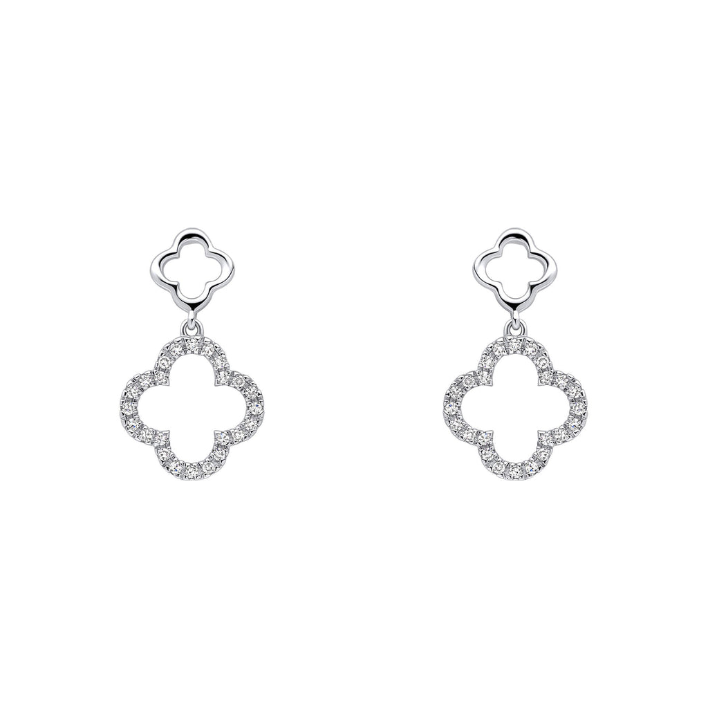 Elements Gold Diamond Quatrefoil Drop Earrings-0