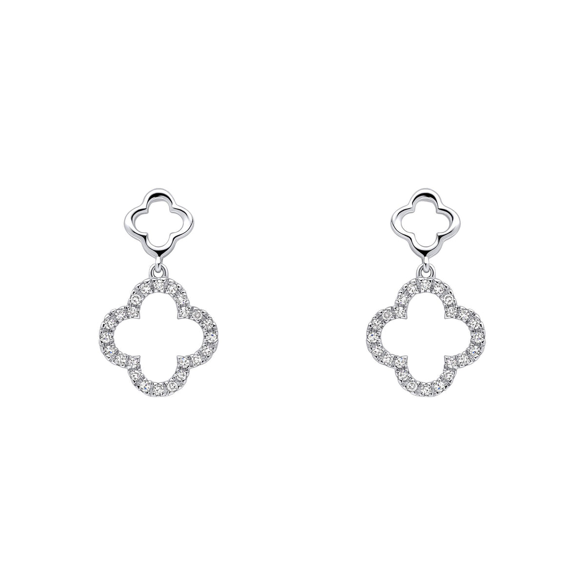 Elements Gold Diamond Quatrefoil Drop Earrings-0